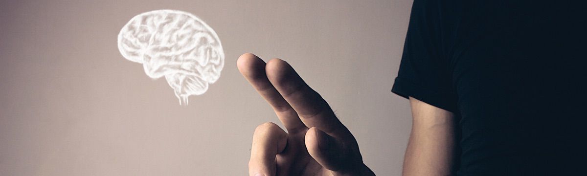 Mental stark - Finger stupsen eine Gehirngrafik an